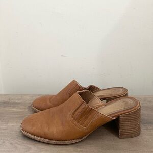 Womens Madewell The Carey Mule Amber Brown Leather 2.5” Heel Slip On Stretch 11